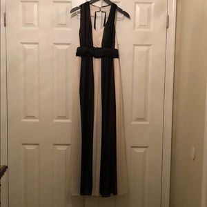 Max and Cleo black/cream chiffon gown